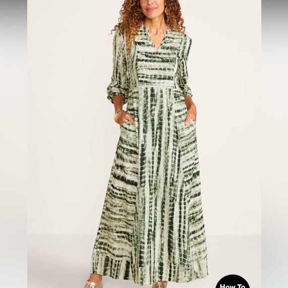 Soft Surroundings Dresses & Skirts - Soft Surroundings ‘Alejandra’ green tie dye 3/4 sleeve maxi dress Like New 1X